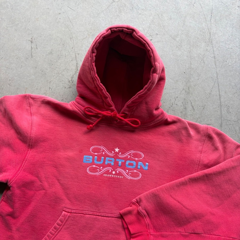 VTG Burton Snowboards Pink Graphic Hoodie Pullover Women's Small Y2K Streetwear